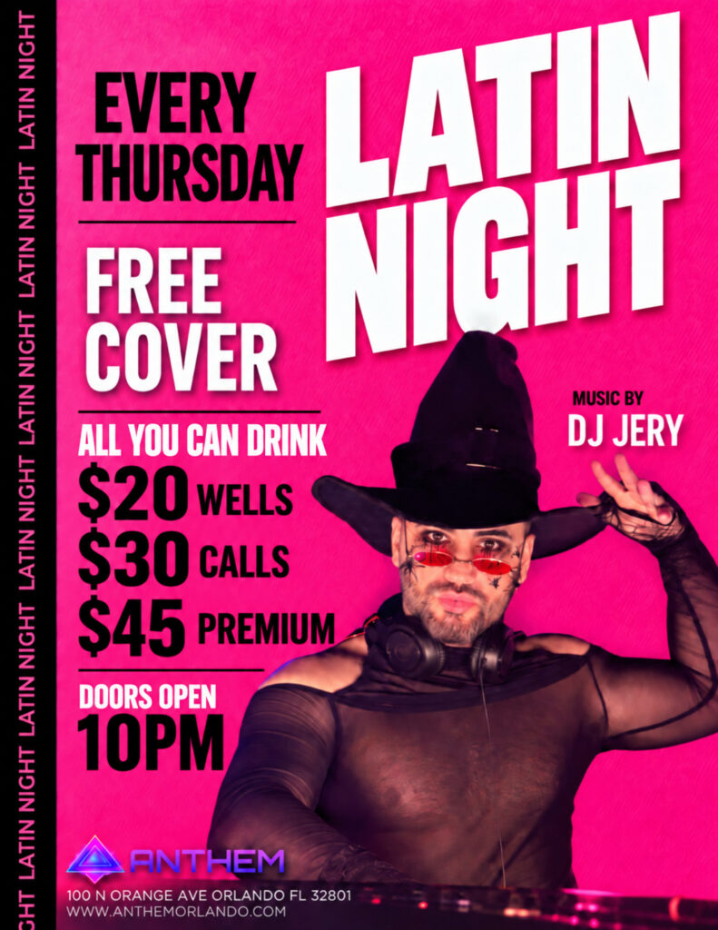 Latin Night Vol 2 With DJ Jery: Thursday 10/15 at Anthem Orlando