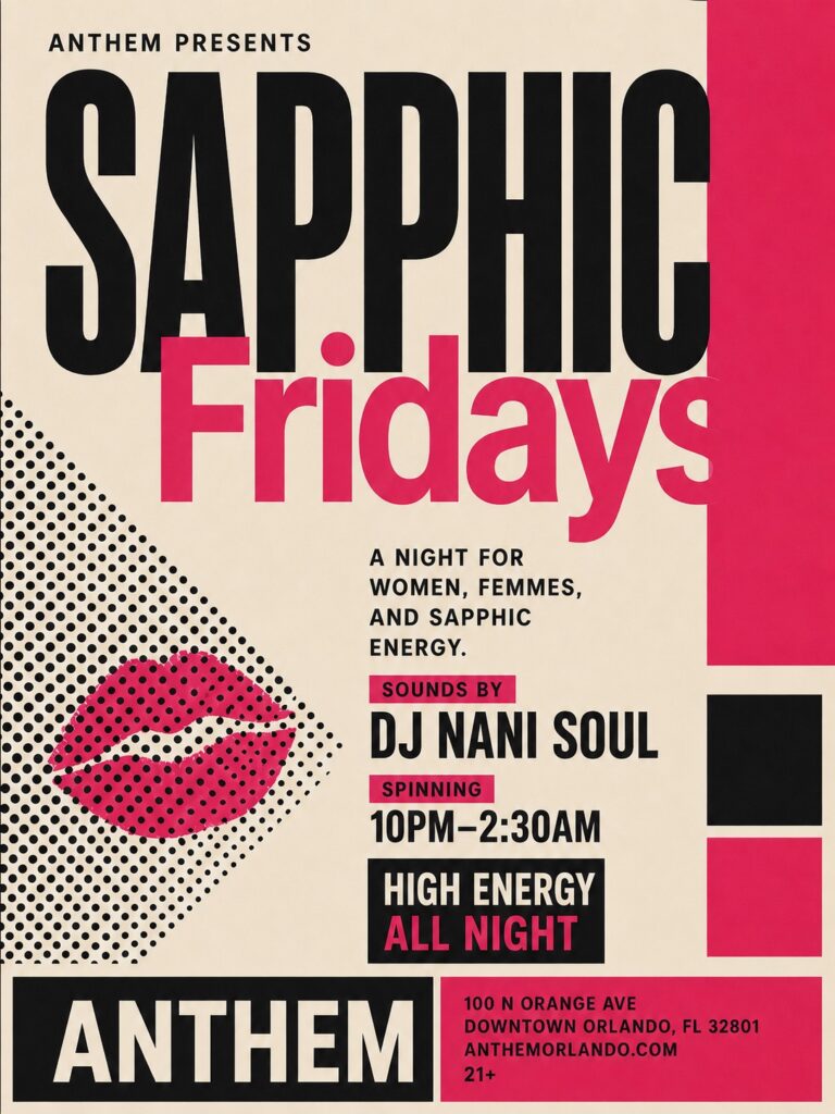 Sapphic Fridays at Anthem Orlando: Sounds by DJ Nani Soul (October 9)
